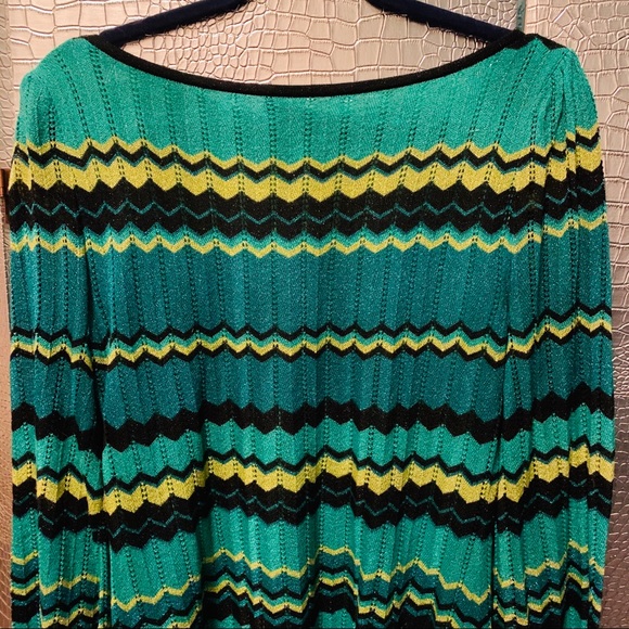BEBE Green Gold Black Metallic Knit Mini Dress M - Picture 6 of 8